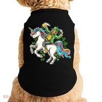 Funny St Patrick's Day Leprechaun Riding Unicorn Doggie Tank thumb 0