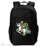 Funny St Patrick's Day Leprechaun Riding Unicorn Backpack thumb 0