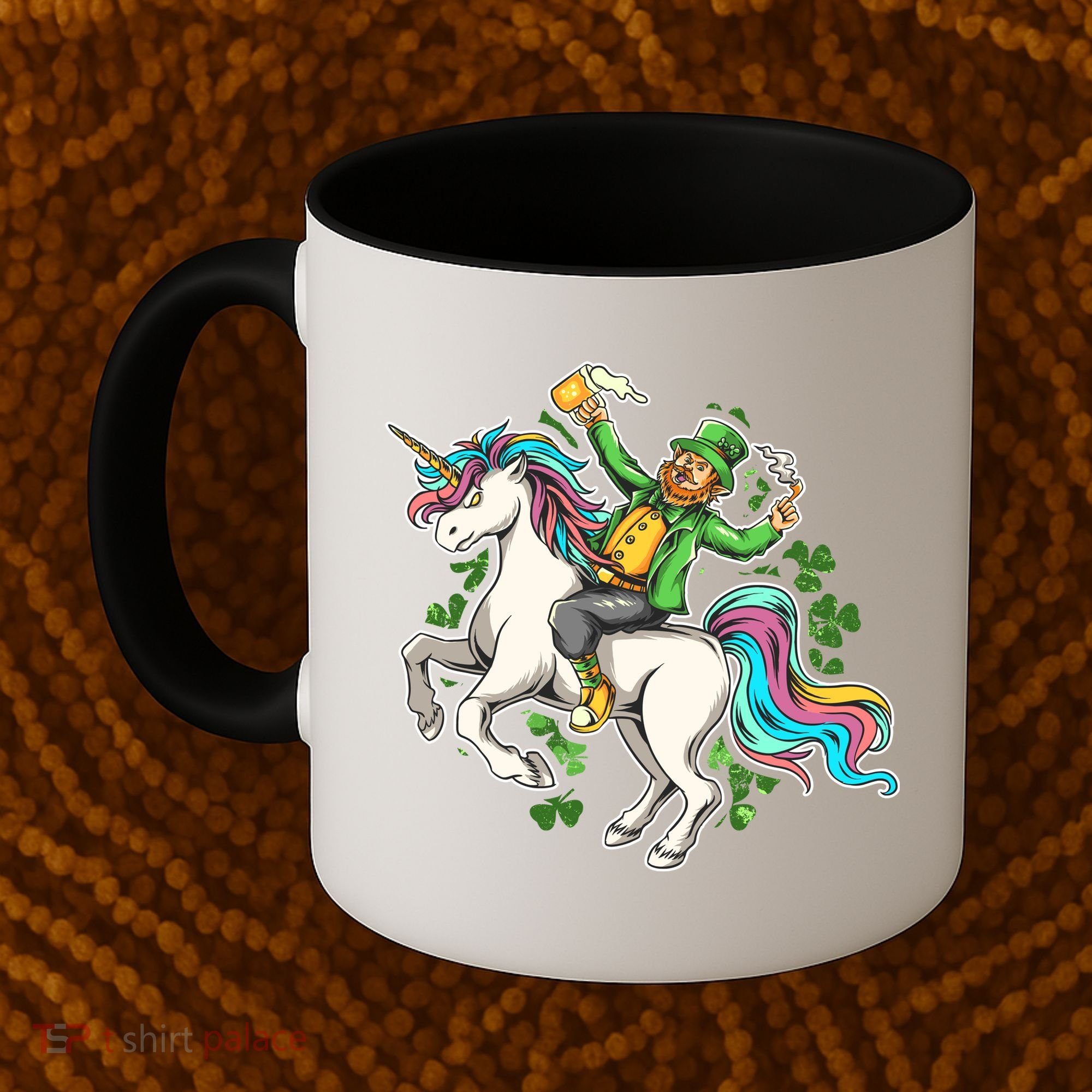 Funny St Patrick's Day Leprechaun Riding Unicorn Coffee Mug