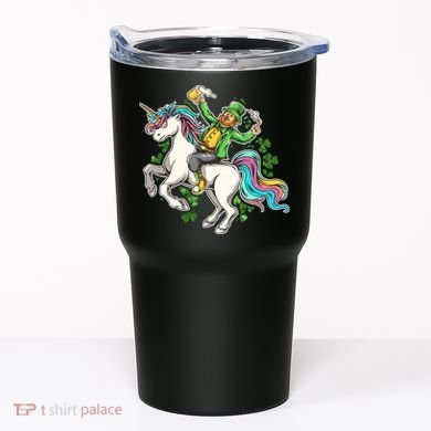 Funny St Patrick's Day Leprechaun Riding Unicorn Tumbler