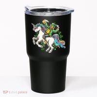 Funny St Patrick's Day Leprechaun Riding Unicorn Tumbler thumb 0