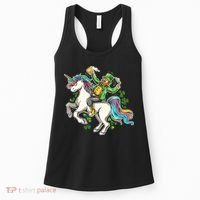 Funny St Patrick's Day Leprechaun Riding Unicorn Women's Tank Top thumb 0