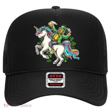 Funny St Patrick's Day Leprechaun Riding Unicorn Hat
