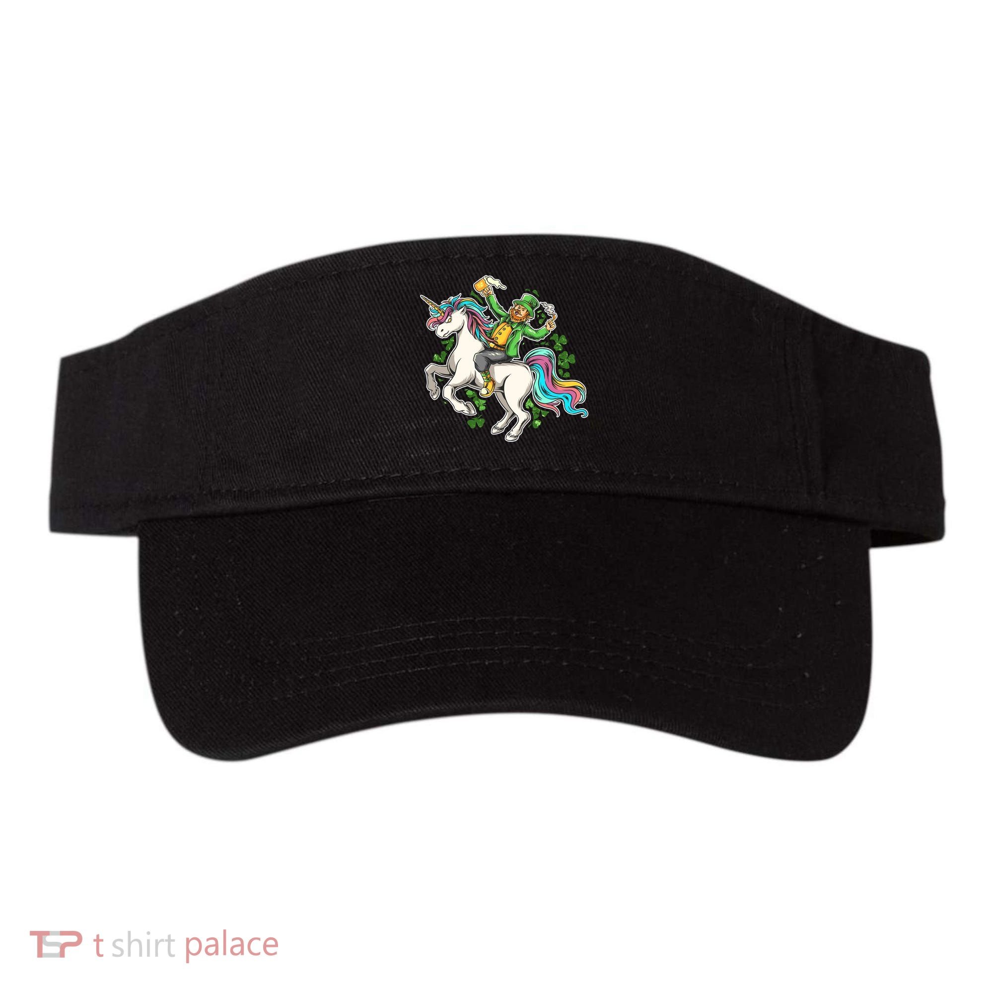 Funny St Patrick's Day Leprechaun Riding Unicorn Visor