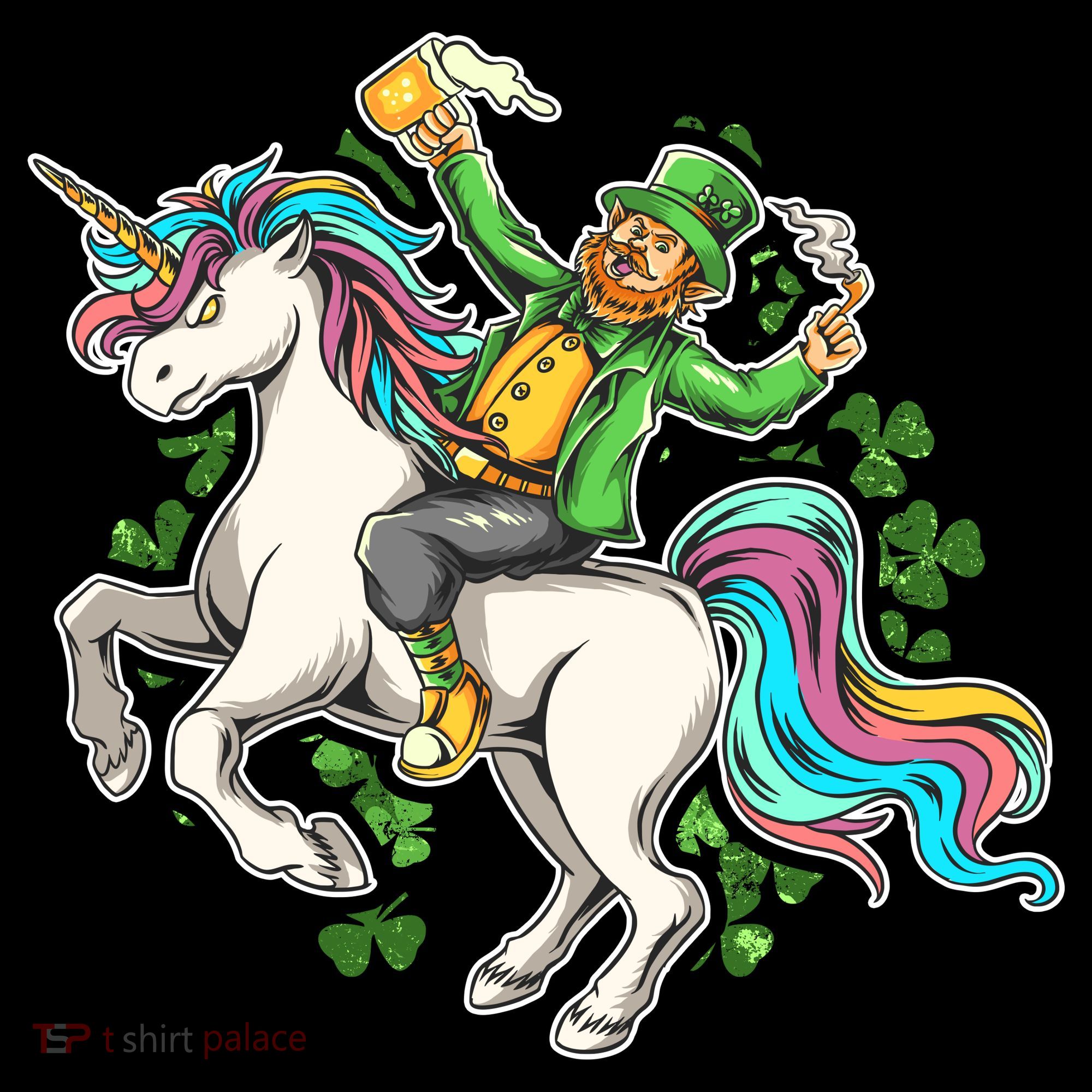 Funny St Patrick's Day Leprechaun Riding Unicorn Visor