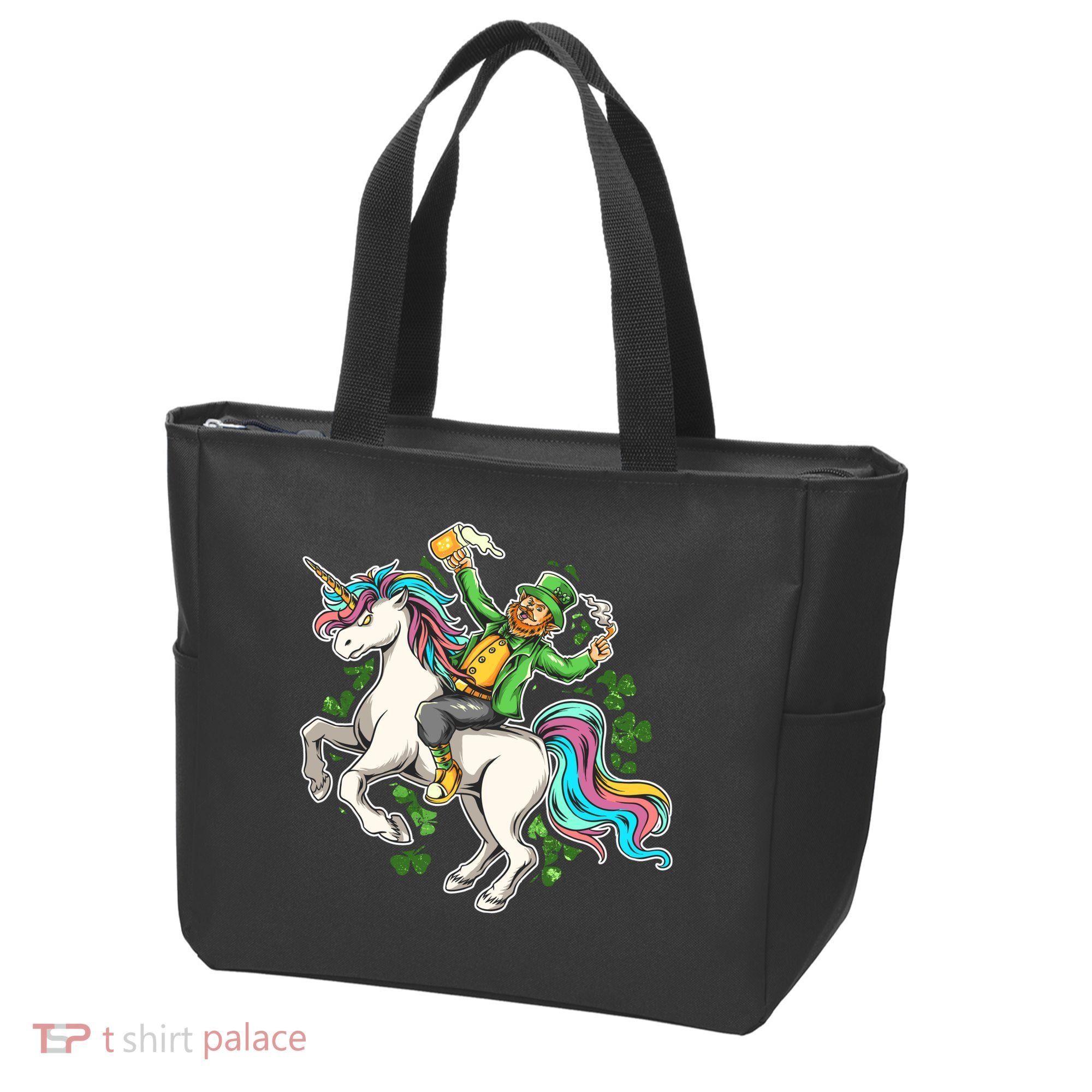 Funny St Patrick's Day Leprechaun Riding Unicorn Tote Bag