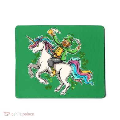 Funny St Patrick's Day Leprechaun Riding Unicorn Mousepad