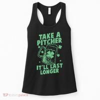 Funny St Patrick's Day Take A Pitcher It'll Last Longer Women's Tank Top thumb 0