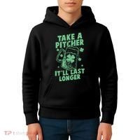 Funny St Patrick's Day Take A Pitcher It'll Last Longer Kids Hoodie thumb 4