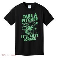 Funny St Patrick's Day Take A Pitcher It'll Last Longer Kids T-Shirt thumb 0
