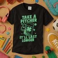 Funny St Patrick's Day Take A Pitcher It'll Last Longer Kids T-Shirt thumb 3