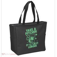 Funny St Patrick's Day Take A Pitcher It'll Last Longer Tote Bag thumb 2