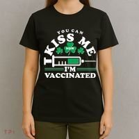 Funny St Patrick's Day You Can Kiss Me Now I'm Vaccinated T-Shirt thumb 4