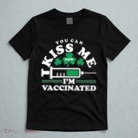Funny St Patrick's Day You Can Kiss Me Now I'm Vaccinated T-Shirt thumb 5