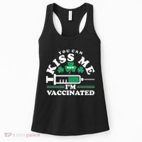Funny St Patrick's Day You Can Kiss Me Now I'm Vaccinated Women's Tank Top thumb 0