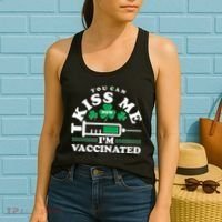 Funny St Patrick's Day You Can Kiss Me Now I'm Vaccinated Women's Tank Top thumb 2