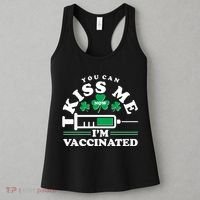 Funny St Patrick's Day You Can Kiss Me Now I'm Vaccinated Women's Tank Top thumb 3