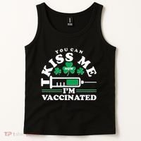 Funny St Patrick's Day You Can Kiss Me Now I'm Vaccinated Tank Top thumb 2