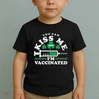 Funny St Patrick's Day You Can Kiss Me Now I'm Vaccinated Toddler T-Shirt thumb 2
