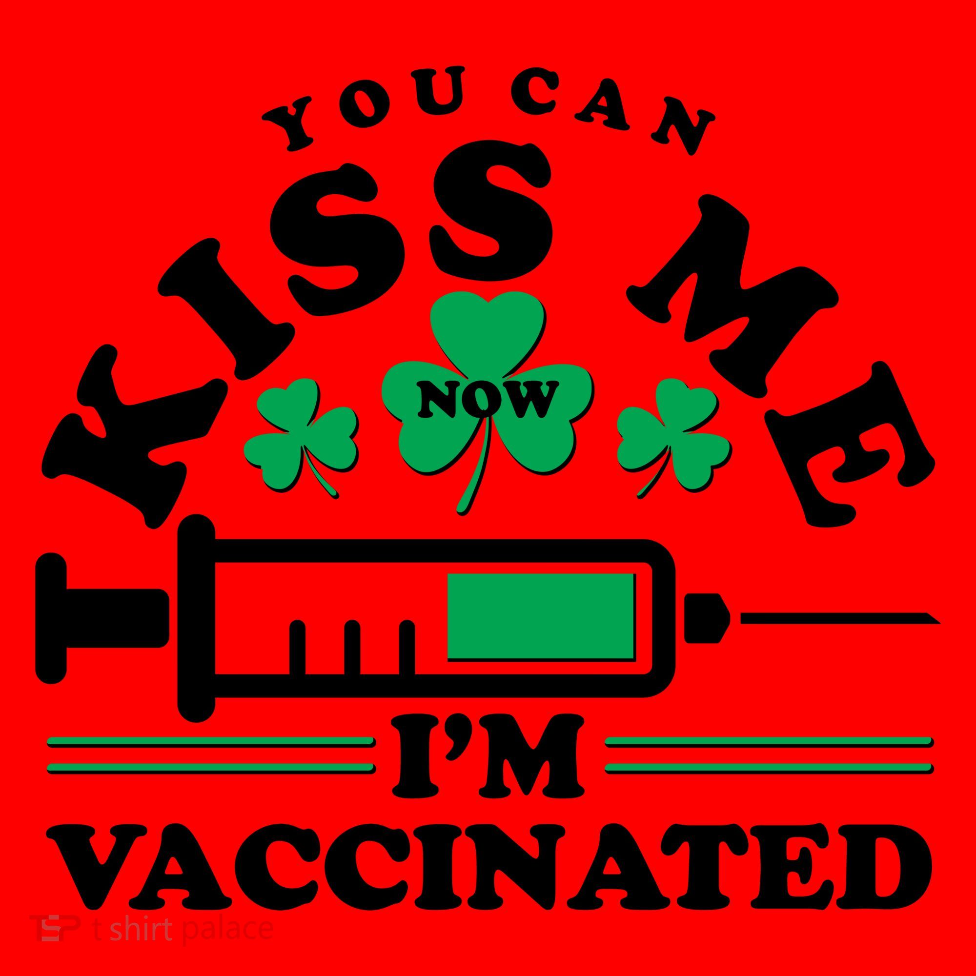 Funny St Patrick's Day You Can Kiss Me Now I'm Vaccinated Santa Hat