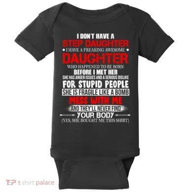 Funny Step Daughter Design For Dads And Moms Baby Bodysuit