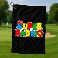 Funny Super Daddio Father's Day Gamer Golf Towel thumb 1