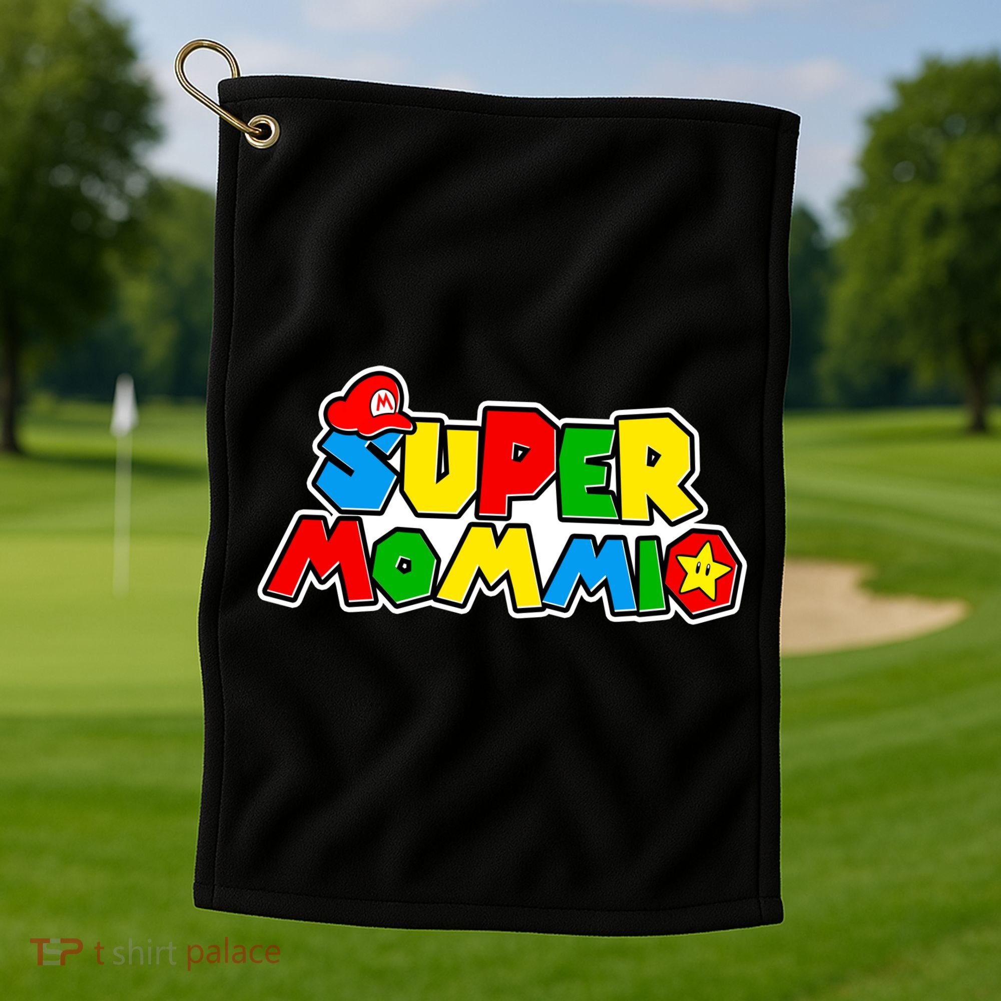 Funny Super Mommio Mother's Day Gamer Golf Towel