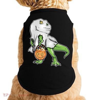 Funny T-Rex Ghost Pumpkin Candy  Doggie Tank