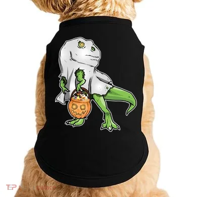 Funny T-Rex Ghost Pumpkin Candy  Doggie Tank