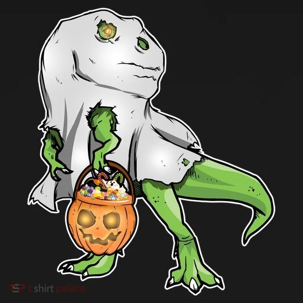 Funny T-Rex Ghost Pumpkin Candy  Doggie Tank
