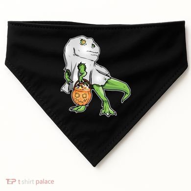Funny T-Rex Ghost Pumpkin Candy  USA-Made Doggie Bandana