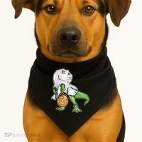 Funny T-Rex Ghost Pumpkin Candy  USA-Made Doggie Bandana thumb 1