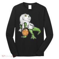 Funny T-Rex Ghost Pumpkin Candy  Long Sleeve Shirt thumb 0