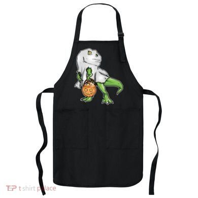 Funny T-Rex Ghost Pumpkin Candy  Apron
