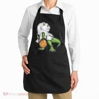 Funny T-Rex Ghost Pumpkin Candy  Apron thumb 2