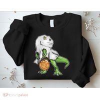 Funny T-Rex Ghost Pumpkin Candy  Sweatshirt thumb 2
