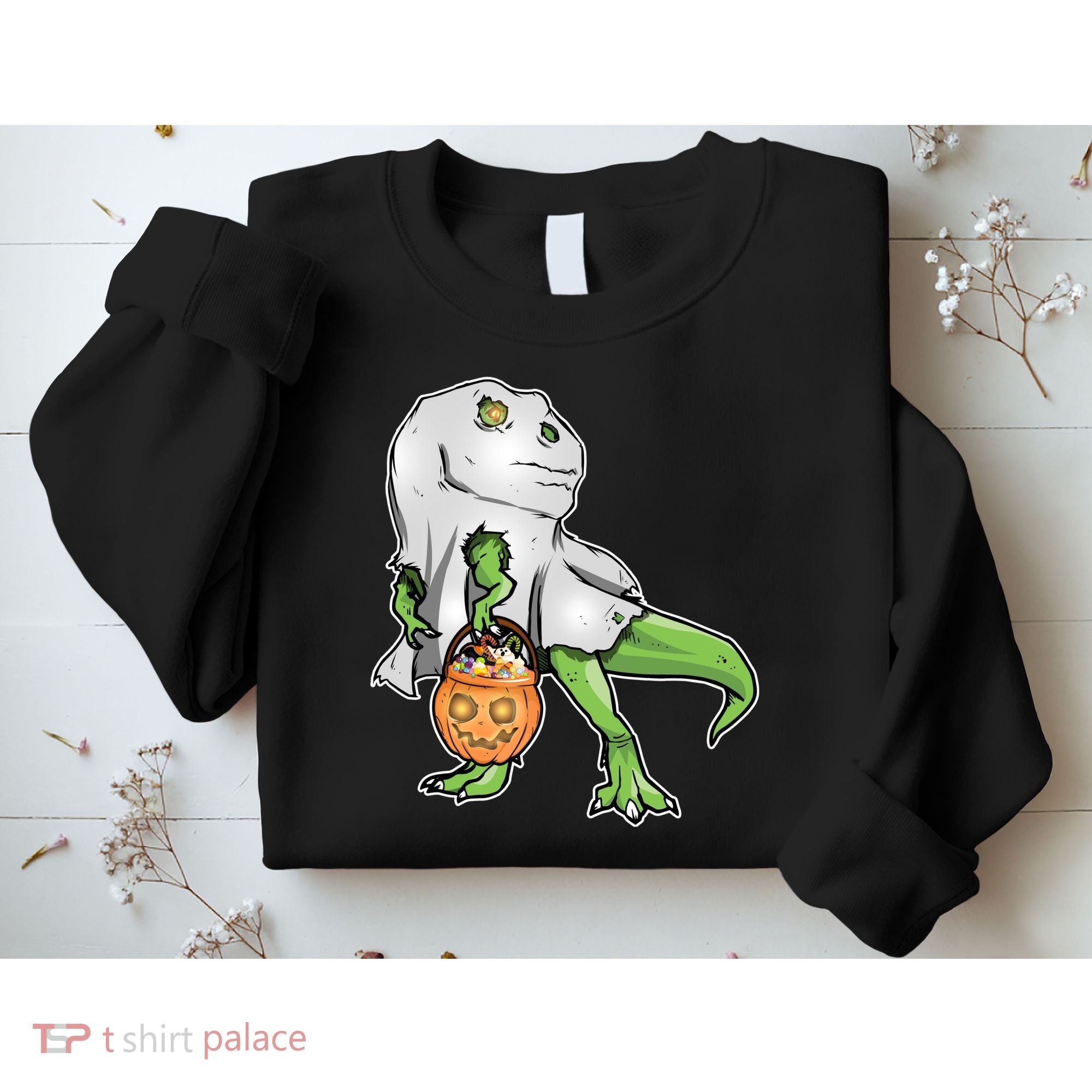 Funny T-Rex Ghost Pumpkin Candy  Sweatshirt