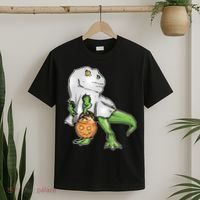 Funny T-Rex Ghost Pumpkin Candy  T-Shirt thumb 2