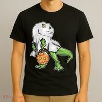 Funny T-Rex Ghost Pumpkin Candy  T-Shirt thumb 3