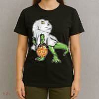 Funny T-Rex Ghost Pumpkin Candy  T-Shirt thumb 4