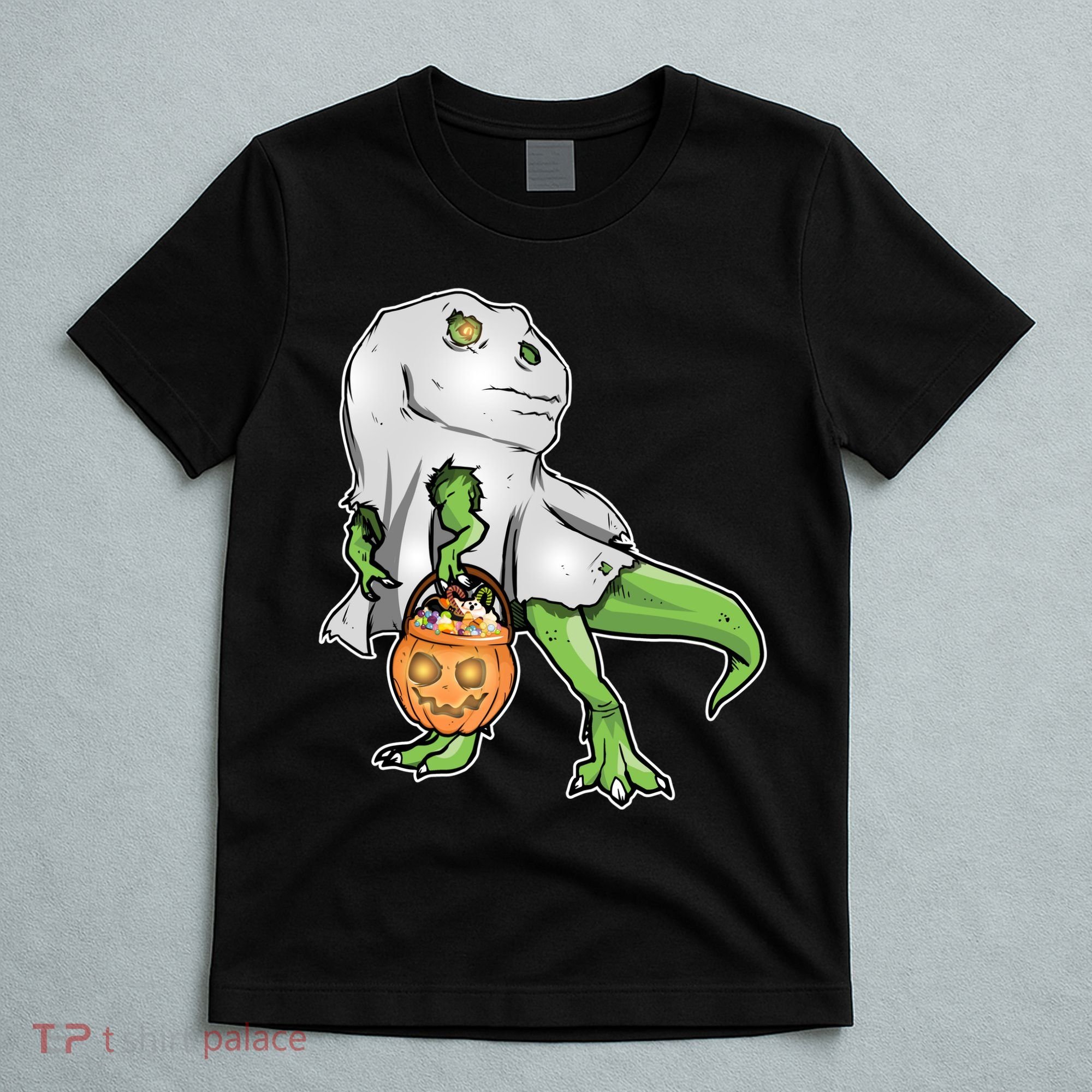 Funny T-Rex Ghost Pumpkin Candy  T-Shirt