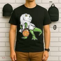 Funny T-Rex Ghost Pumpkin Candy  T-Shirt thumb 6