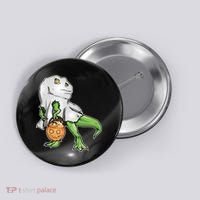 Funny T-Rex Ghost Pumpkin Candy  Button thumb 0