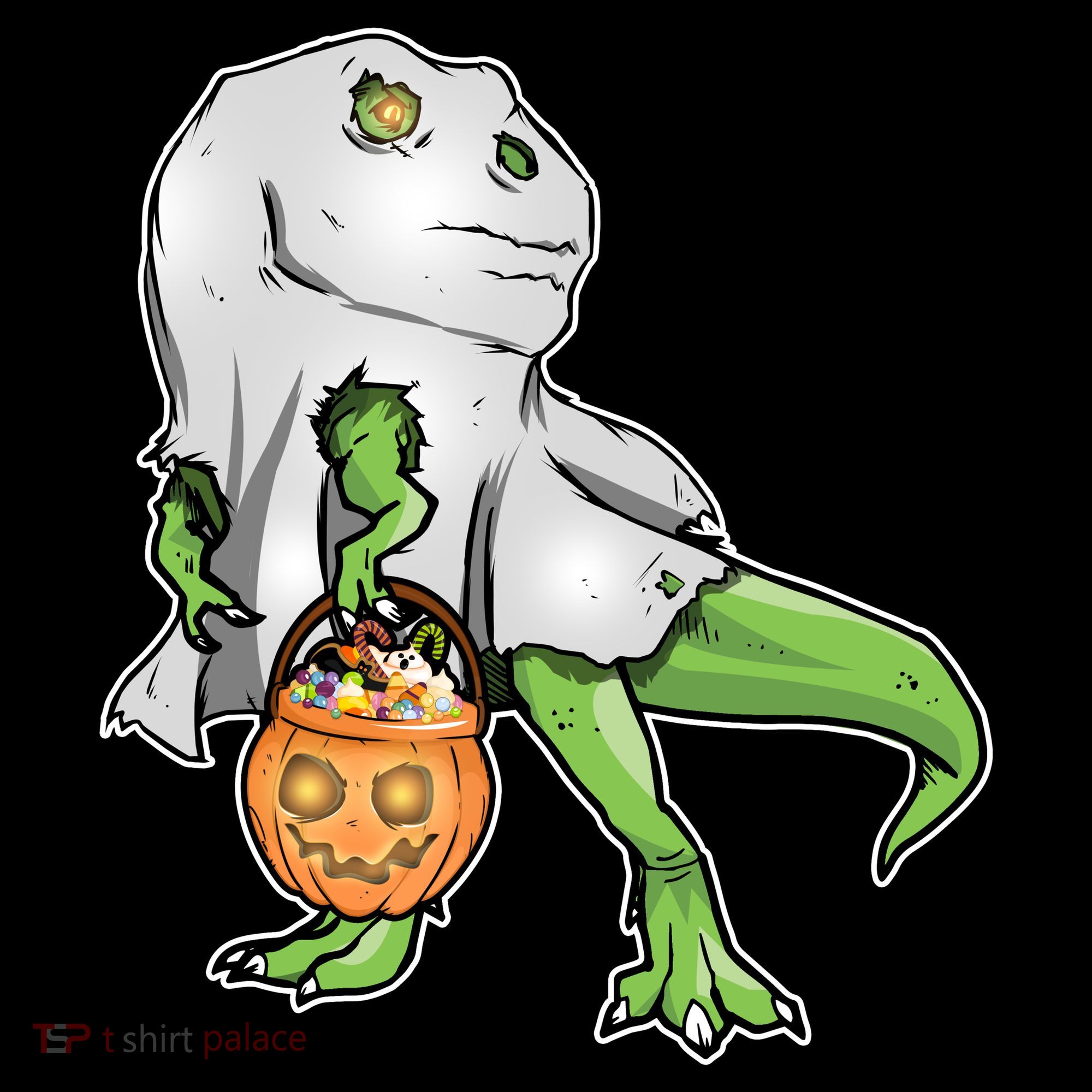 Funny T-Rex Ghost Pumpkin Candy  Bucket Hat