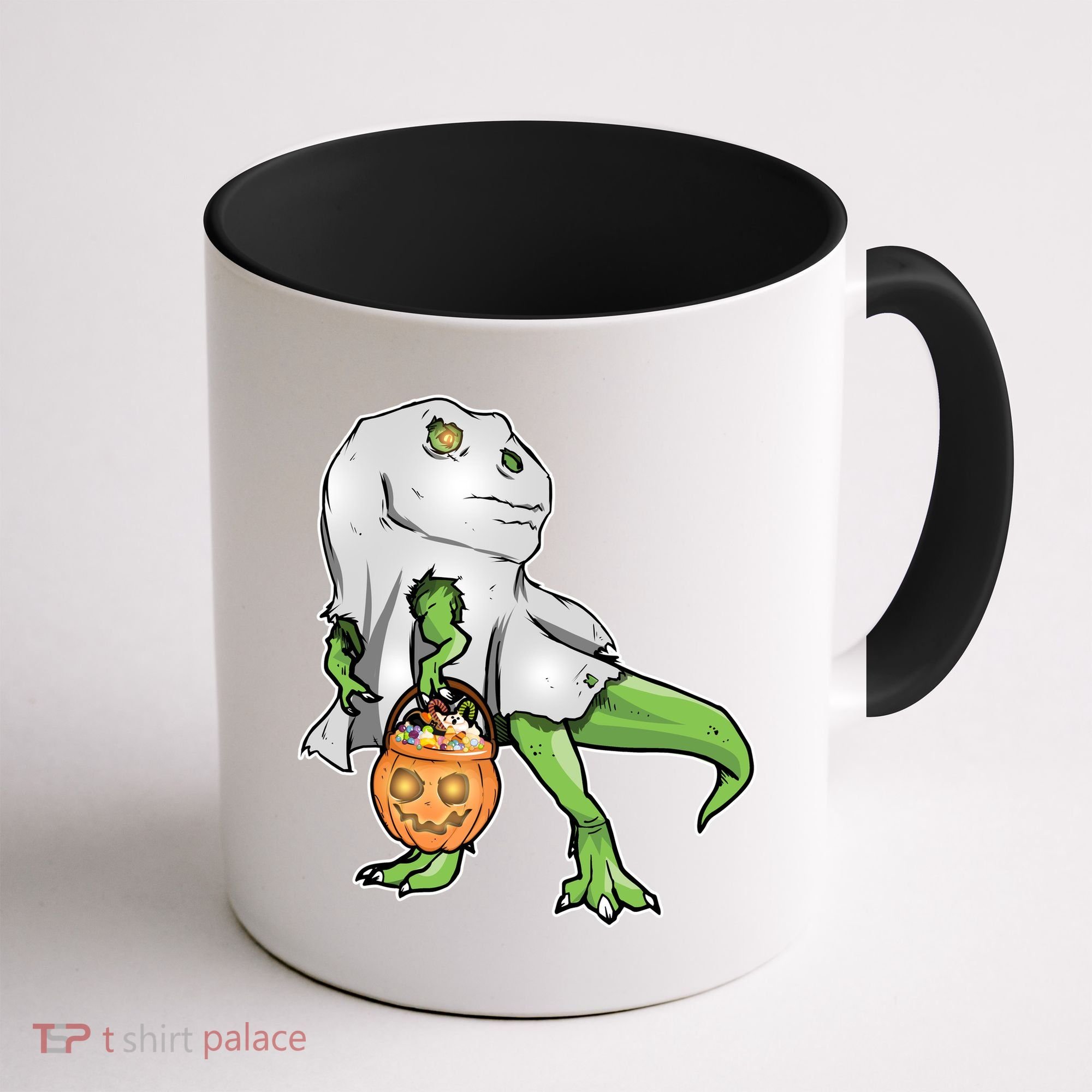 Funny T-Rex Ghost Pumpkin Candy  Coffee Mug
