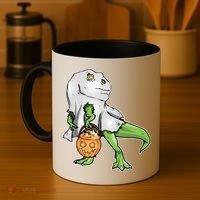 Funny T-Rex Ghost Pumpkin Candy  Coffee Mug thumb 4
