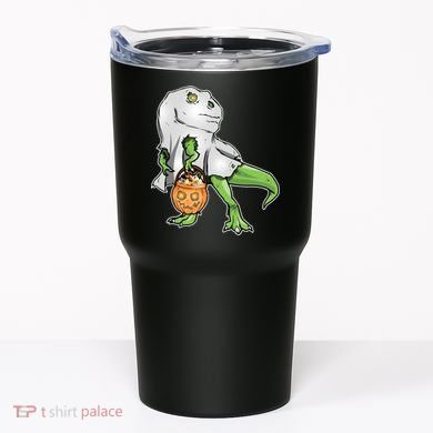 Funny T-Rex Ghost Pumpkin Candy  Tumbler