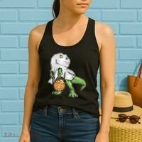 Funny T-Rex Ghost Pumpkin Candy  Women's Tank Top thumb 2