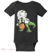 Funny T-Rex Ghost Pumpkin Candy  Baby Bodysuit thumb 0