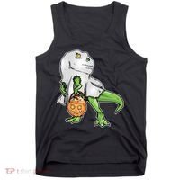 Funny T-Rex Ghost Pumpkin Candy  Tank Top thumb 0